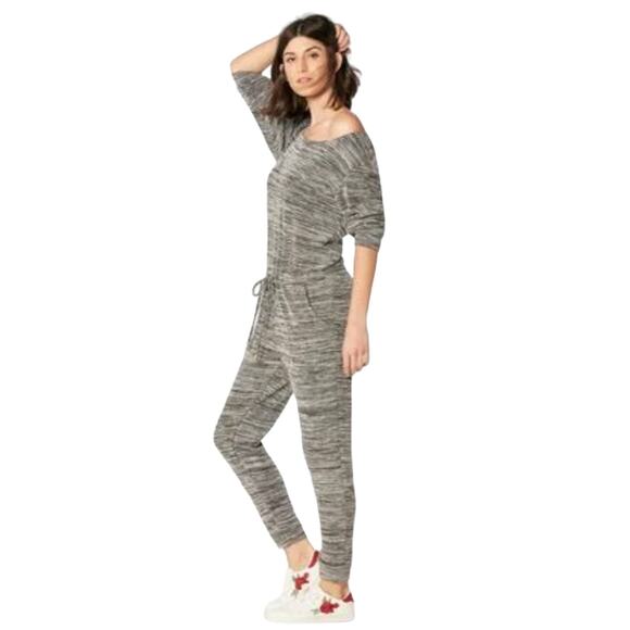 JustFab Heathered Grey Relaxed Knit Comfy Cozy Casual Everyday Jumpsuit M NWT - Picture 1 of 12